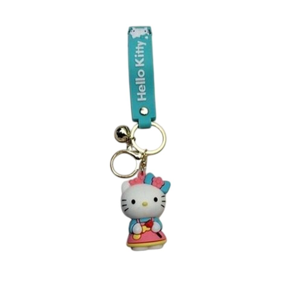 Hello Kitty Multi-Color Plastic Keychain Key Ring Strap Trigger Clip Bell Charm